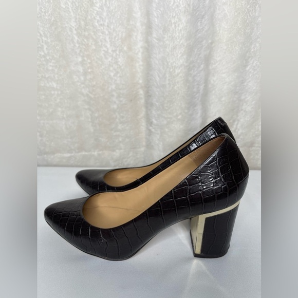 Talbot brown Croc Pointed Toe Block heel pump size 5 1/2 - Picture 1 of 7